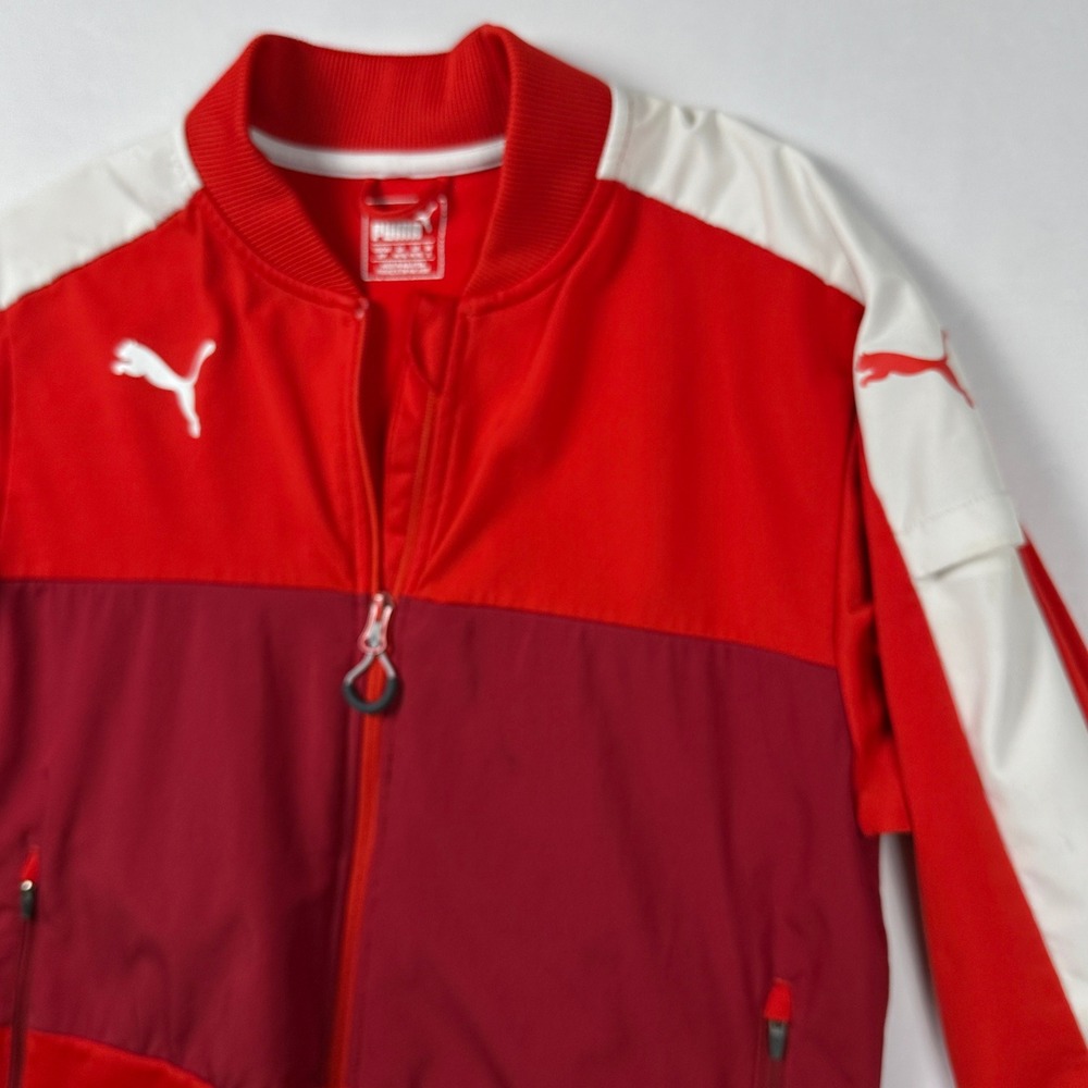 Puma‎ Mens Colorblock Track Jacket Red Burgundy White Full Zip Size M